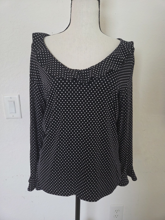 Susan Lawrence Tops - Retro Y2K Romantic Whimsigoth Susan Lawrence Black Polka Dot Ruffle Top Medium M